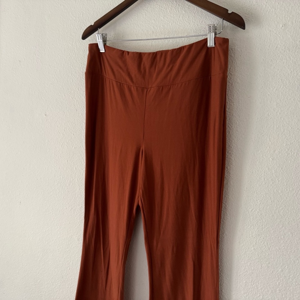 Boho Rust Buttery Soft Flare Leggings High Waisted Wide Leg XL Cozy Athleisure - Picture 5 of 14